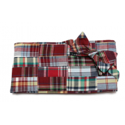 Red Madras Patchwork Plaid Cummerbund & Bow Tie